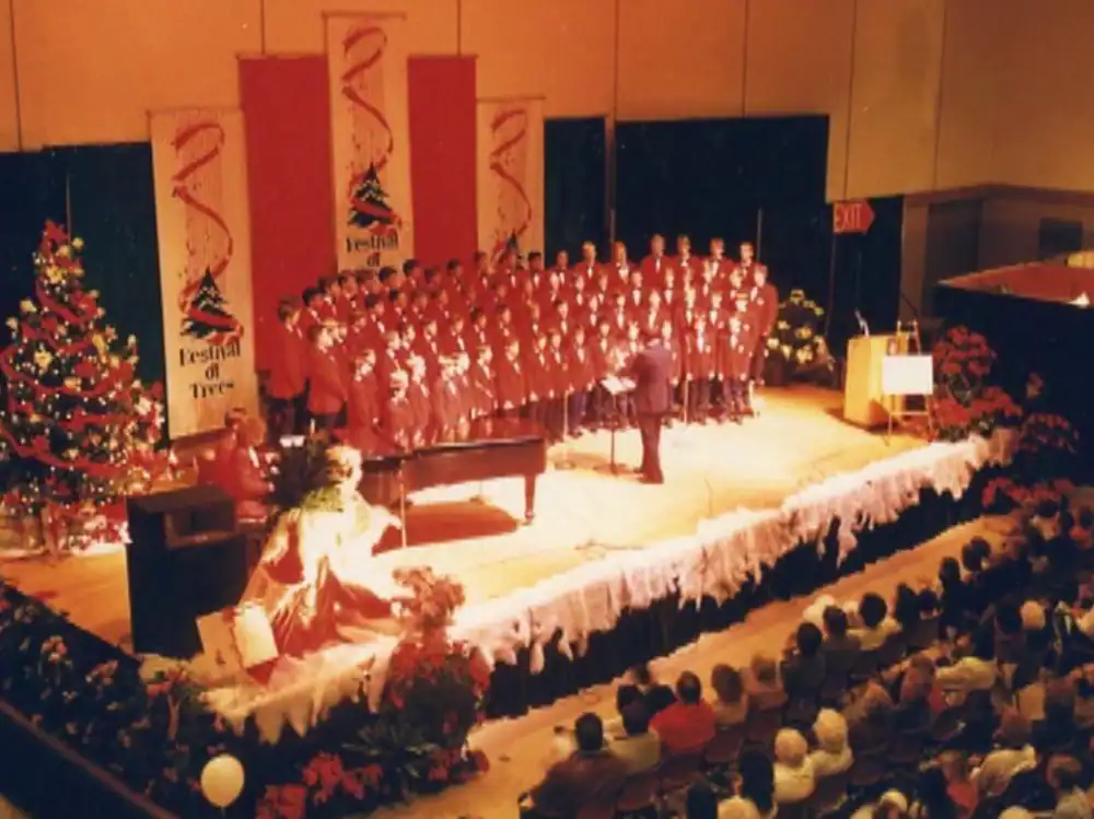 Festival of Trees choir performing on stage at The Cultural Trust event.
