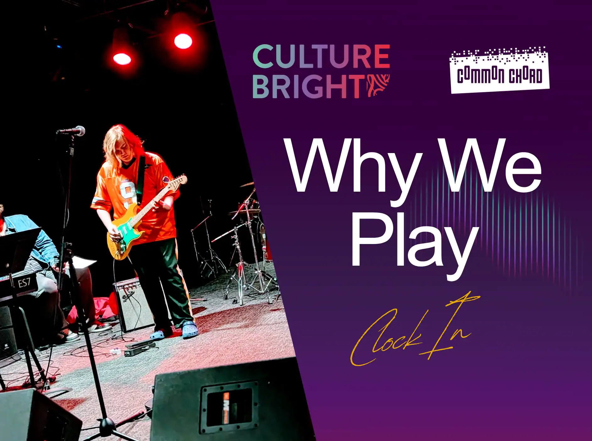 Young musician playing guitar on stage during a live music event at The Cultural Trust.