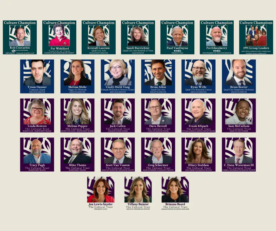 The Cultural Trust leadership team portraits showcasing diverse cultural champions and leaders.