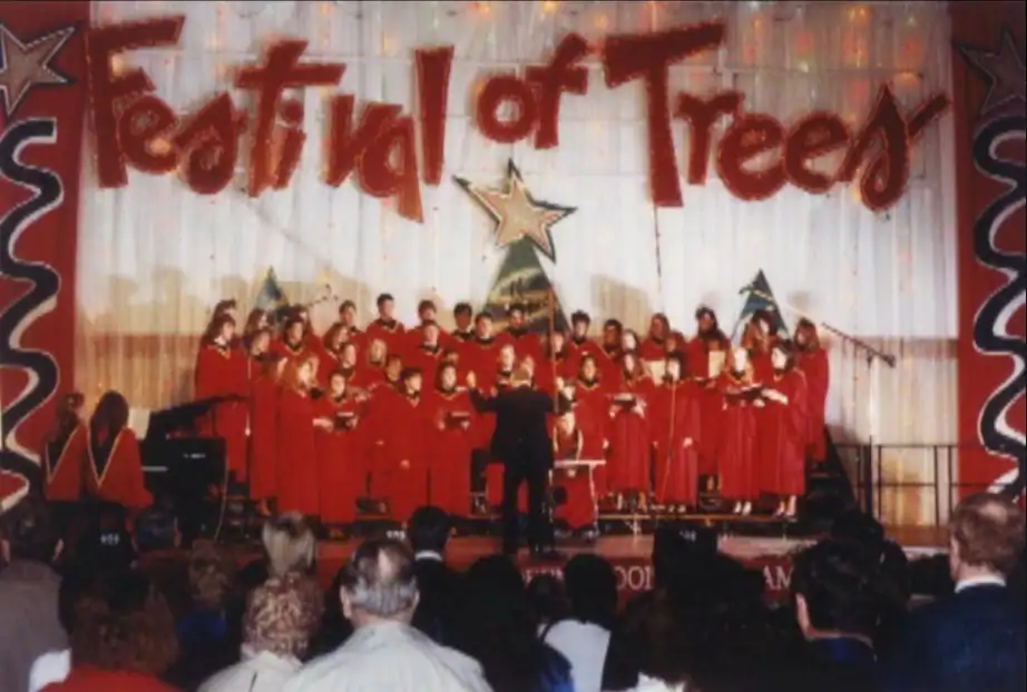 Community choir performing at the Festival of Trees event.