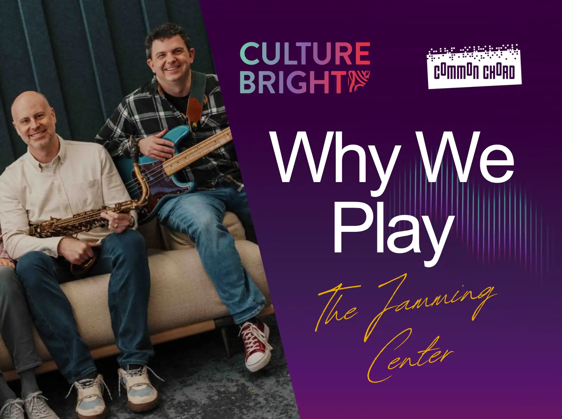 Two musicians with instruments promoting cultural music at The Jamming Center.