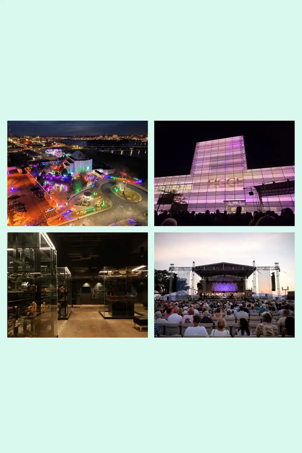 Night view of illuminated city and outdoor concert at The Cultural Trust.